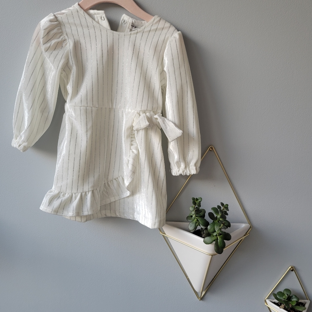 Habitual holiday dress - Worn Once - Cream Velour with Stripes